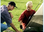 Father and son camping